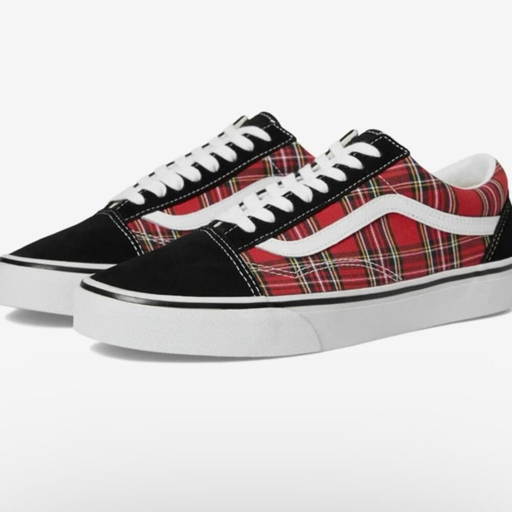 Vans Old Skool low sneakers plaid red shoes